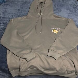 Olive Green Hoodie with Embroidered Design